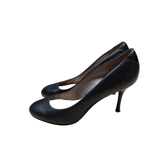 Sam Edelman Black Snakeskin Look Detail‎ Pump Heel Size 9.5 - Picture 1 of 13